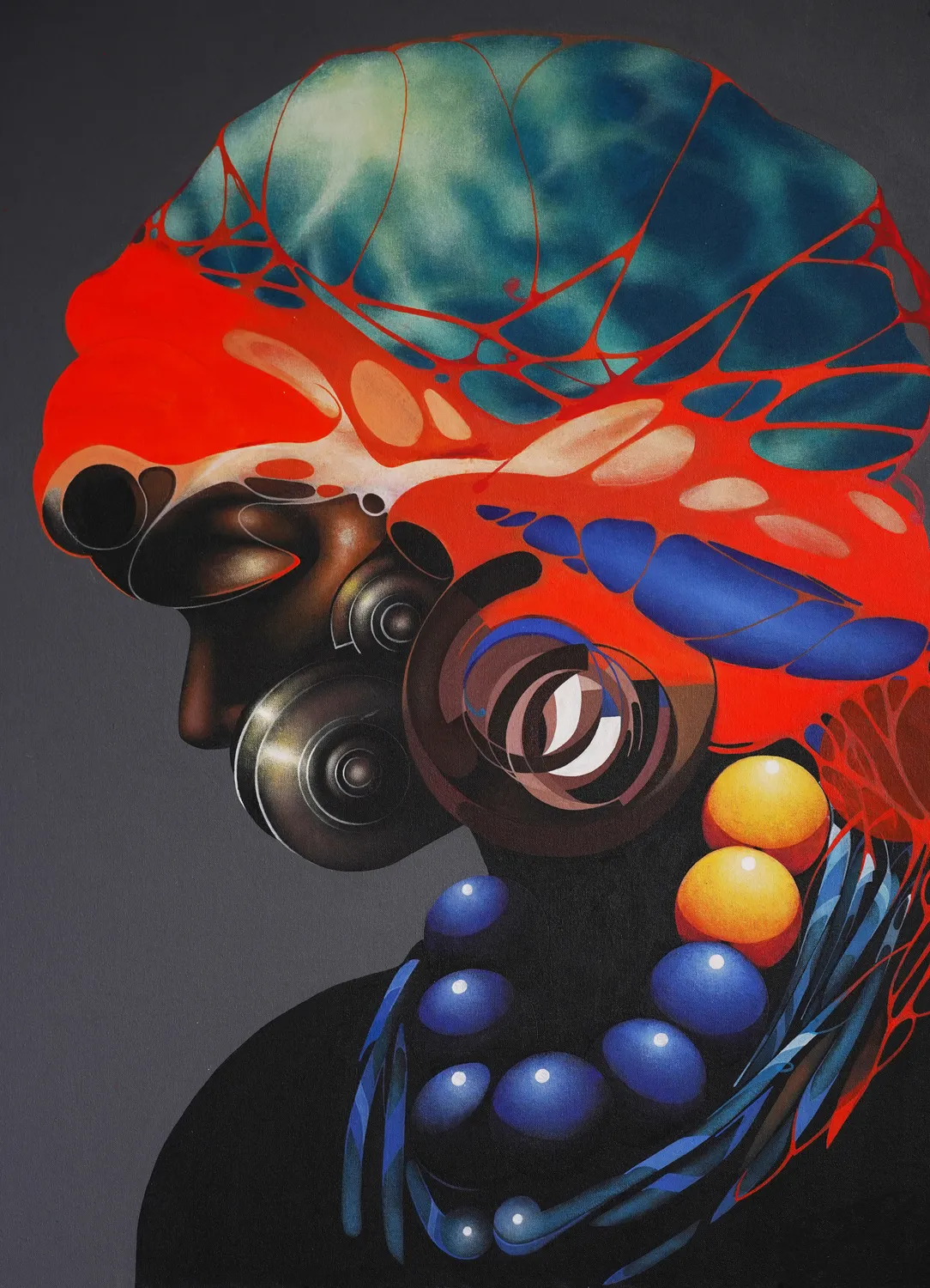 Black Lady, 1999, acrylic on canvas on board, by Kaami